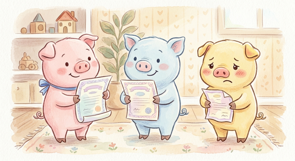 3人分の学資保険のうち1本が元本割れしたイメージ